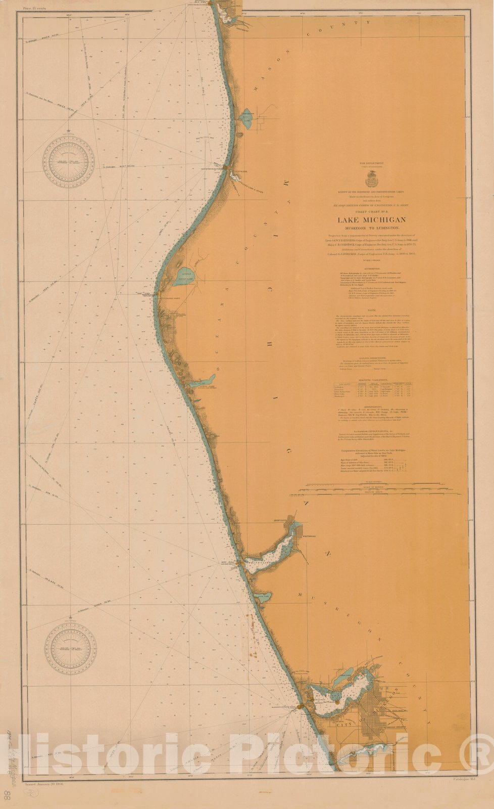 Historic Nautical Map - Lake Michigan, 1906 NOAA Chart - Vintage Wall Art