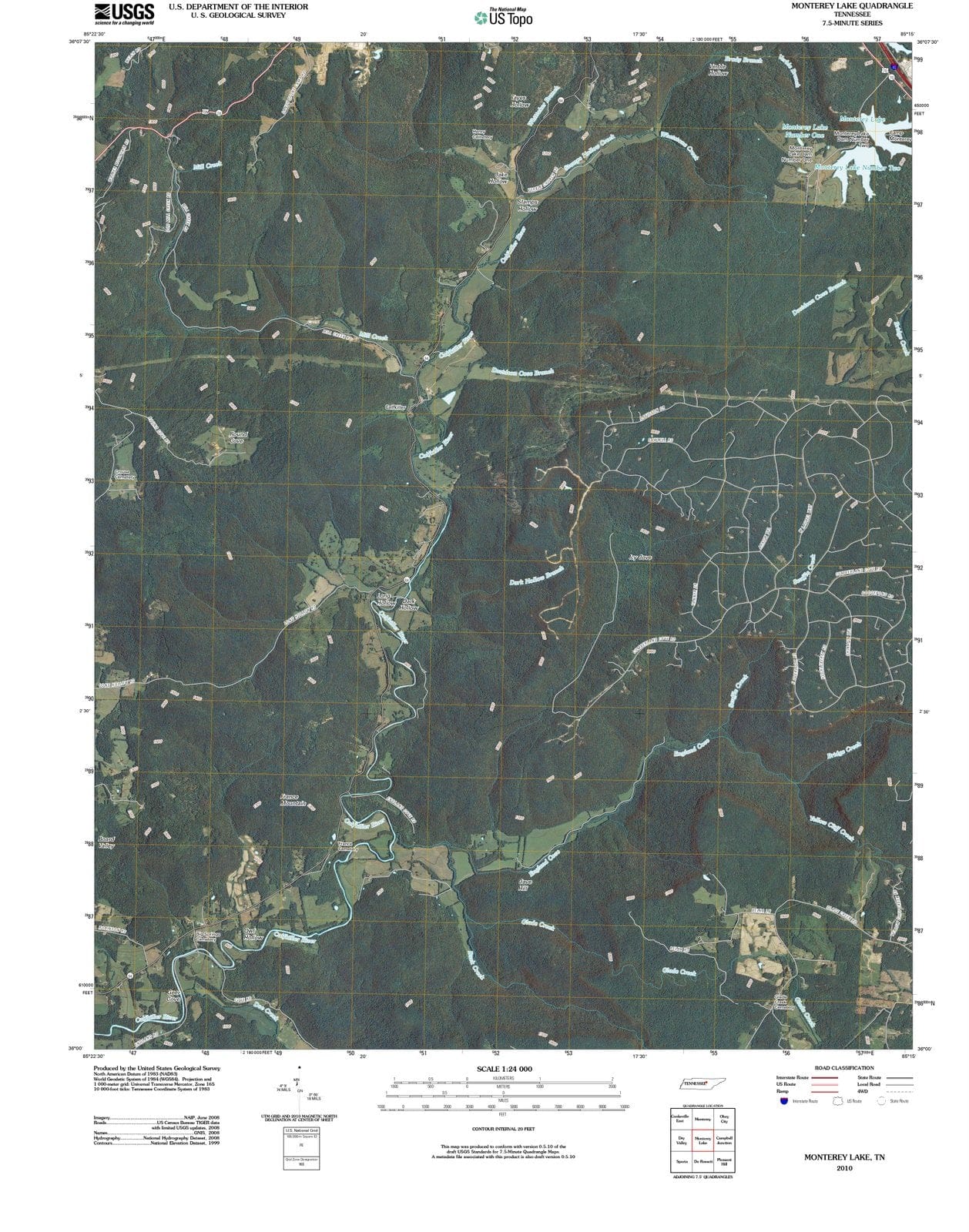 2010 Monterey Lake, TN - Tennessee - USGS Topographic Map