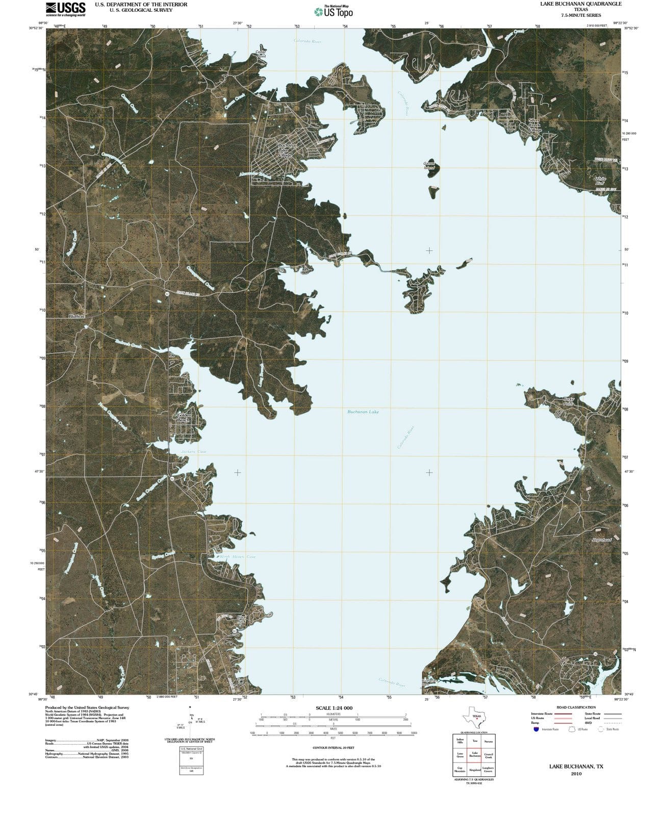 2010 Lake Buchanan, TX - Texas - USGS Topographic Map