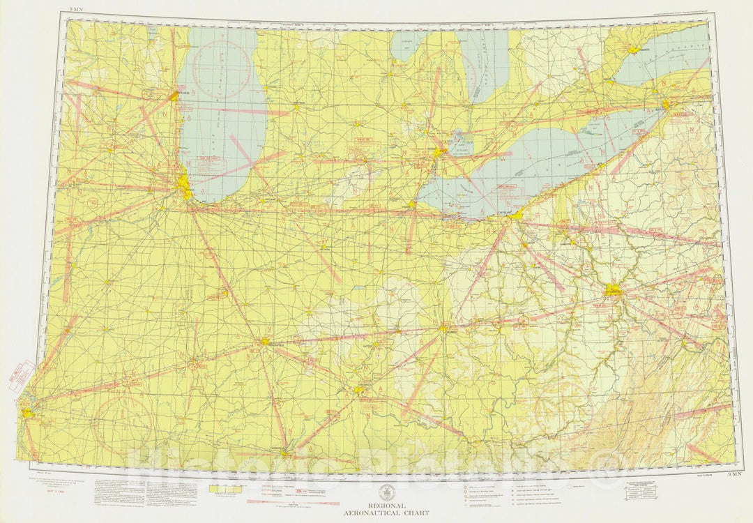 Historic Nautical Map - Night Flying Chart, 1935 NOAA Chart - Vintage Wall Art