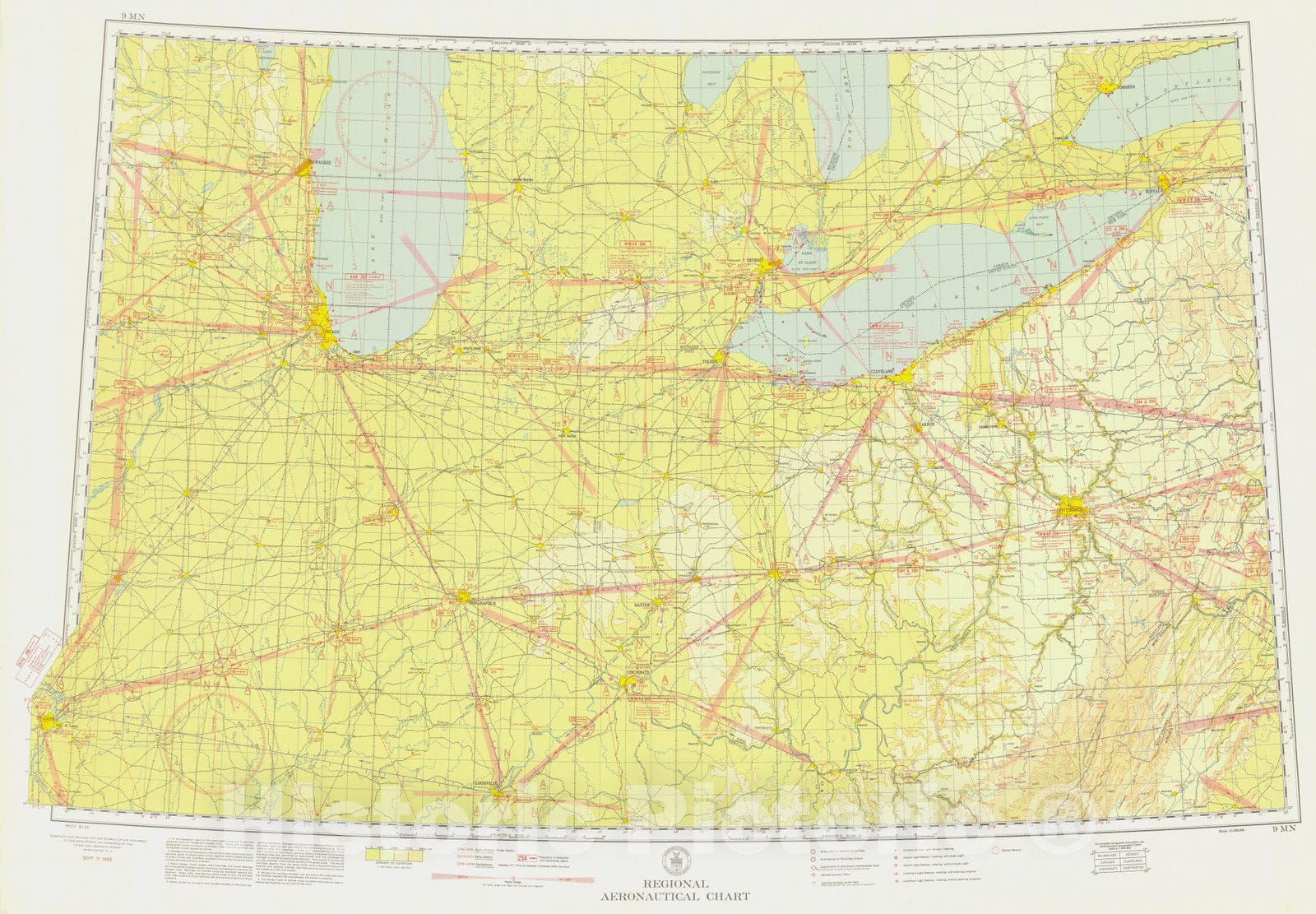 Historic Nautical Map - Night Flying Chart, 1935 NOAA Chart - Vintage Wall Art