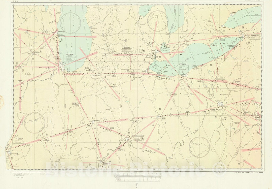 Historic Nautical Map - Regional Aeronautical Chart, 1935 AeroNOAA Chart - Vintage Wall Art, v2