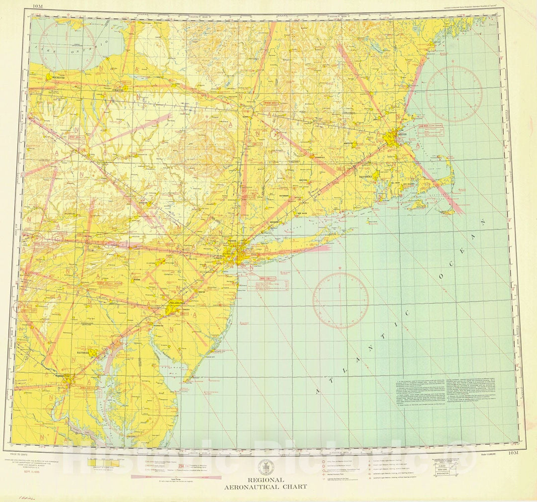 Historic Nautical Map - Regional Aeronautical Chart, 1935 AeroNOAA Chart - Vintage Wall Art