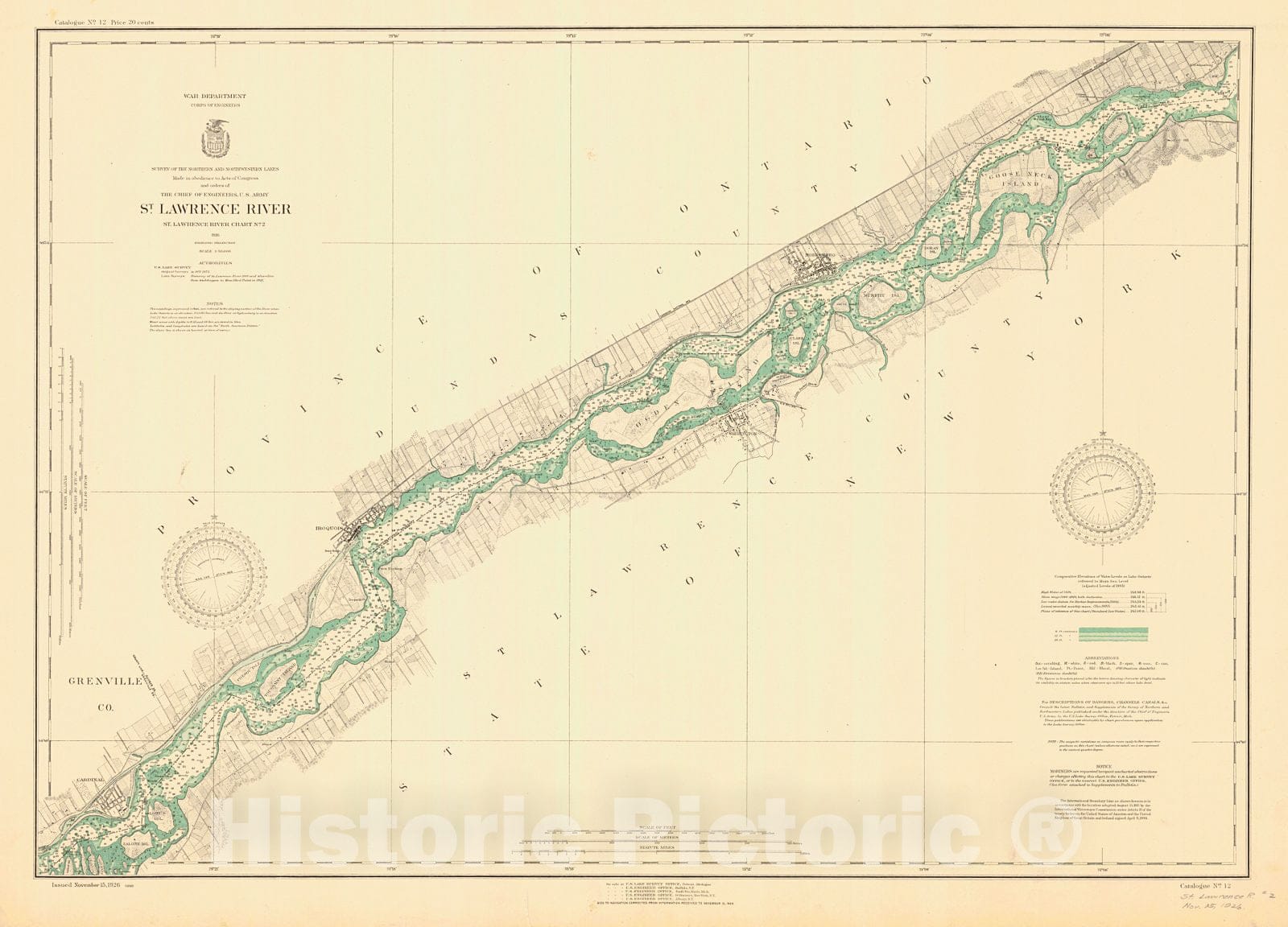 Historic Nautical Map - St. Lawrence River, 1926 NOAA Chart - Vintage Wall Art