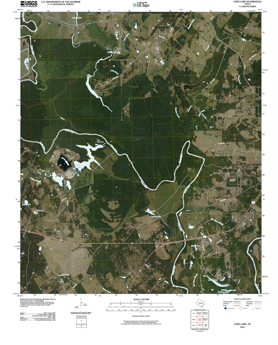 2010 Long Lake, TX - Texas - USGS Topographic Map