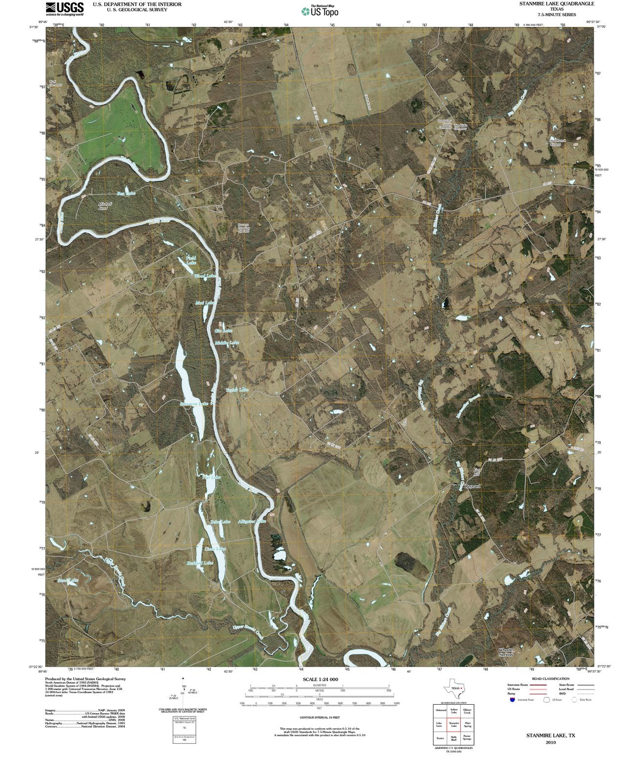 2010 Stanmire Lake, TX - Texas - USGS Topographic Map