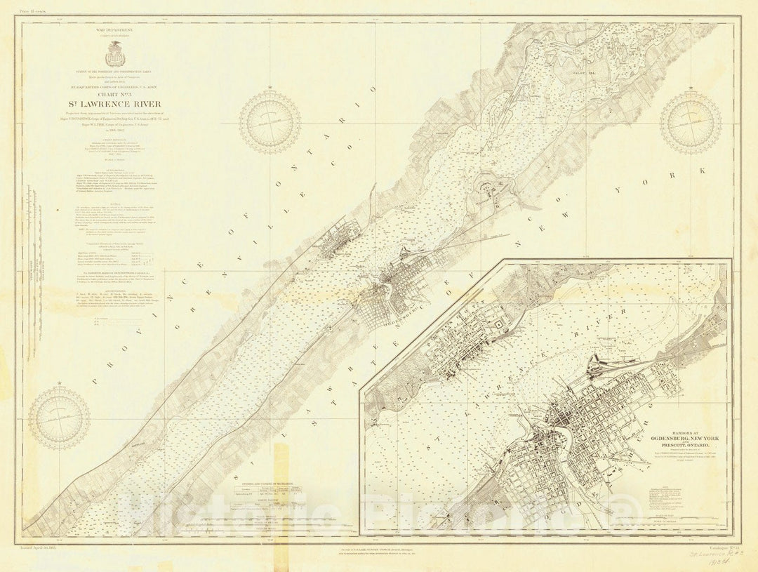 Historic Nautical Map - St Lawrence River, 1913 NOAA Chart - Vintage Wall Art