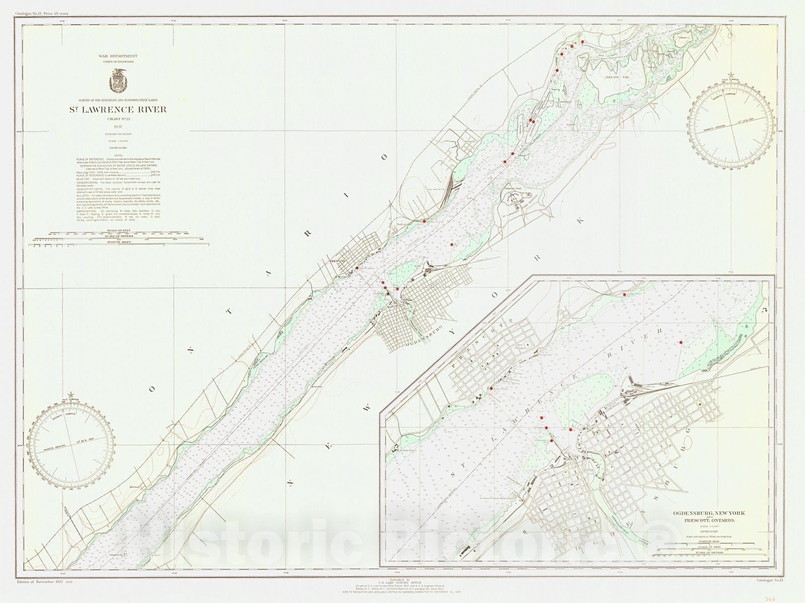 Historic Nautical Map - St.Lawrence River, 1937 NOAA Chart - Vintage Wall Art