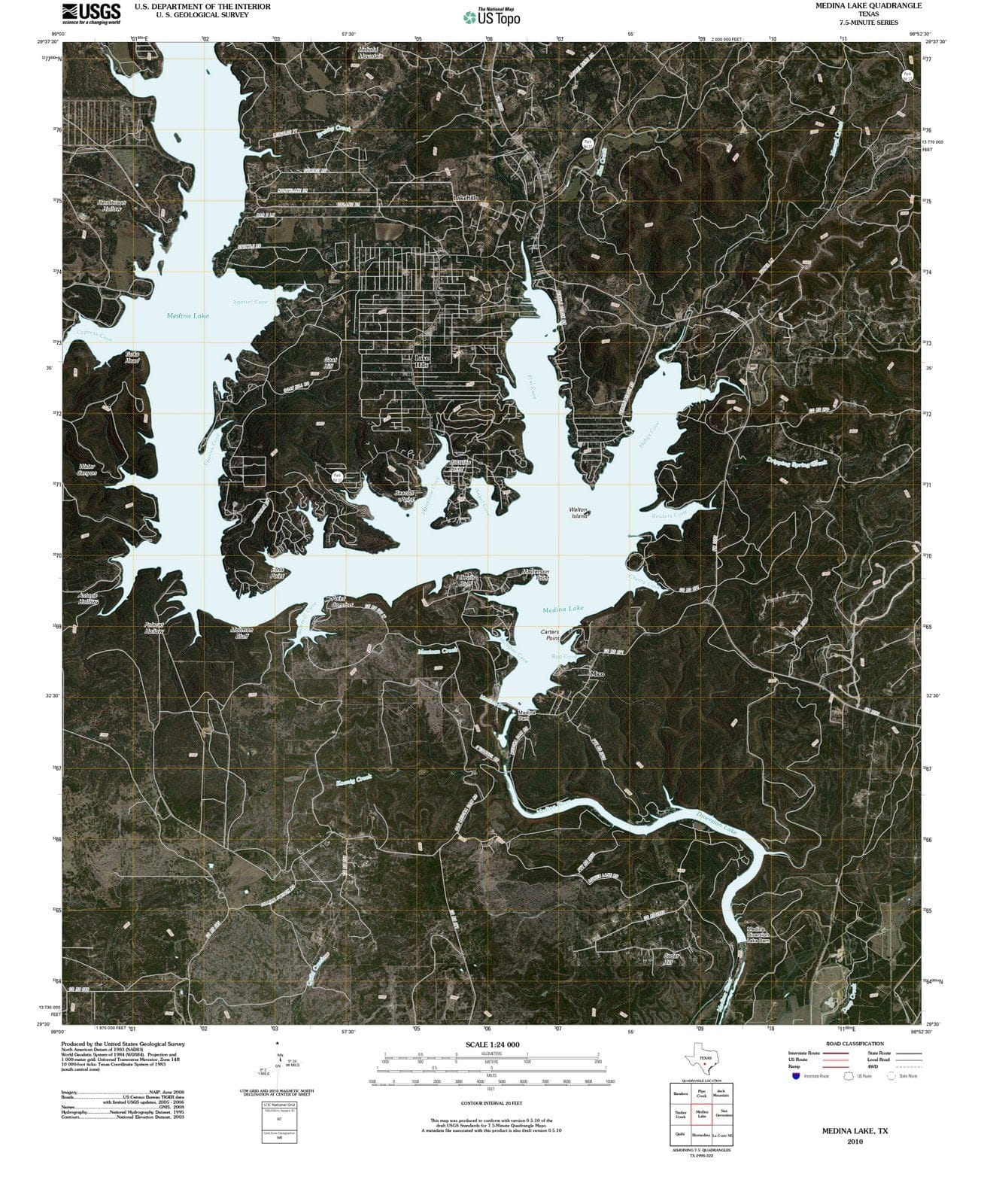 2010 Medina Lake, TX - Texas - USGS Topographic Map