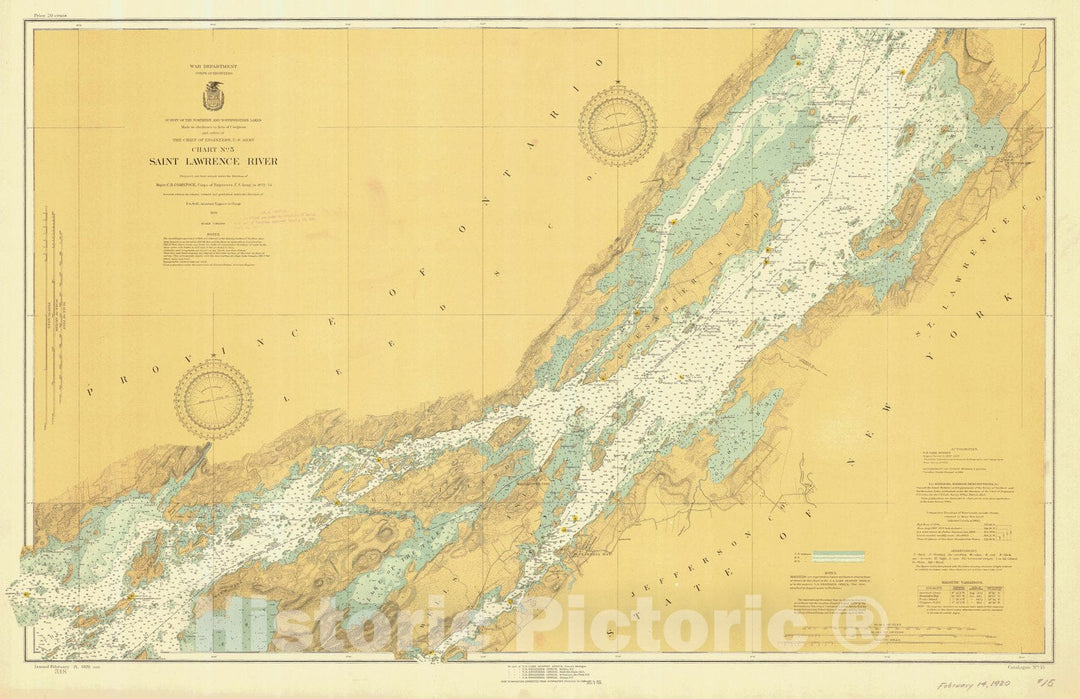 Historic Nautical Map - Saint Lawrence River, 1920 NOAA Chart - Vintage Wall Art