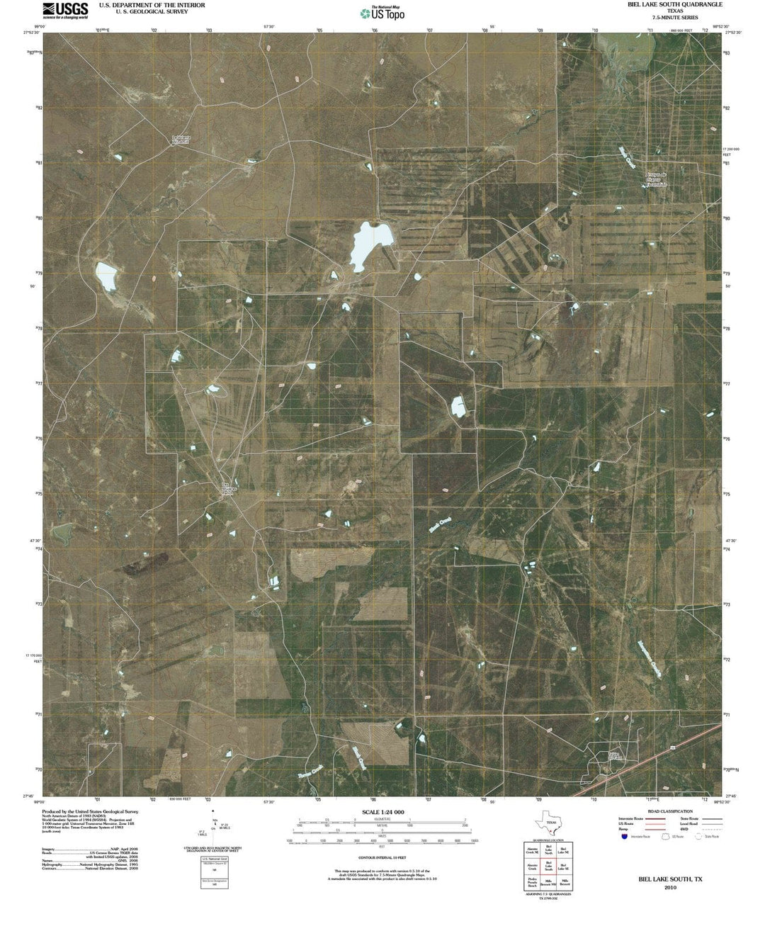 2010 Biel Lake South, TX - Texas - USGS Topographic Map