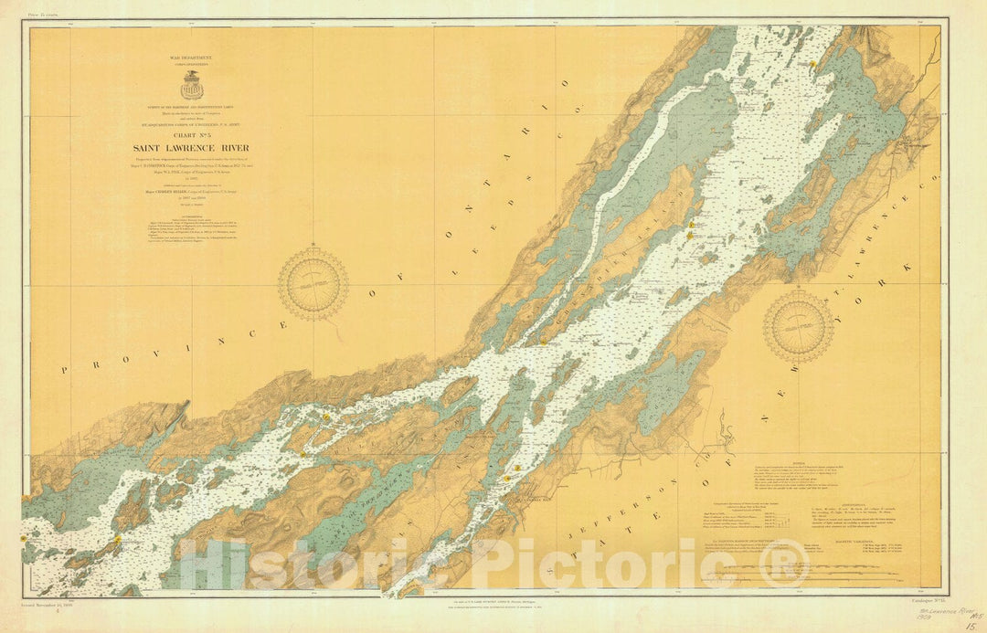 Historic Nautical Map - Saint Lawrence River, 1909 NOAA Chart - Vintage Wall Art