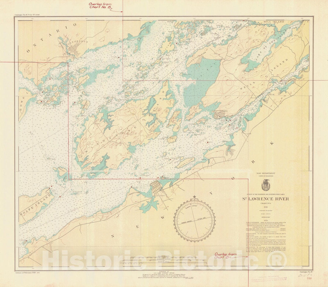 Historic Nautical Map - St. Lawrence River, 1936 NOAA Chart - Vintage Wall Art