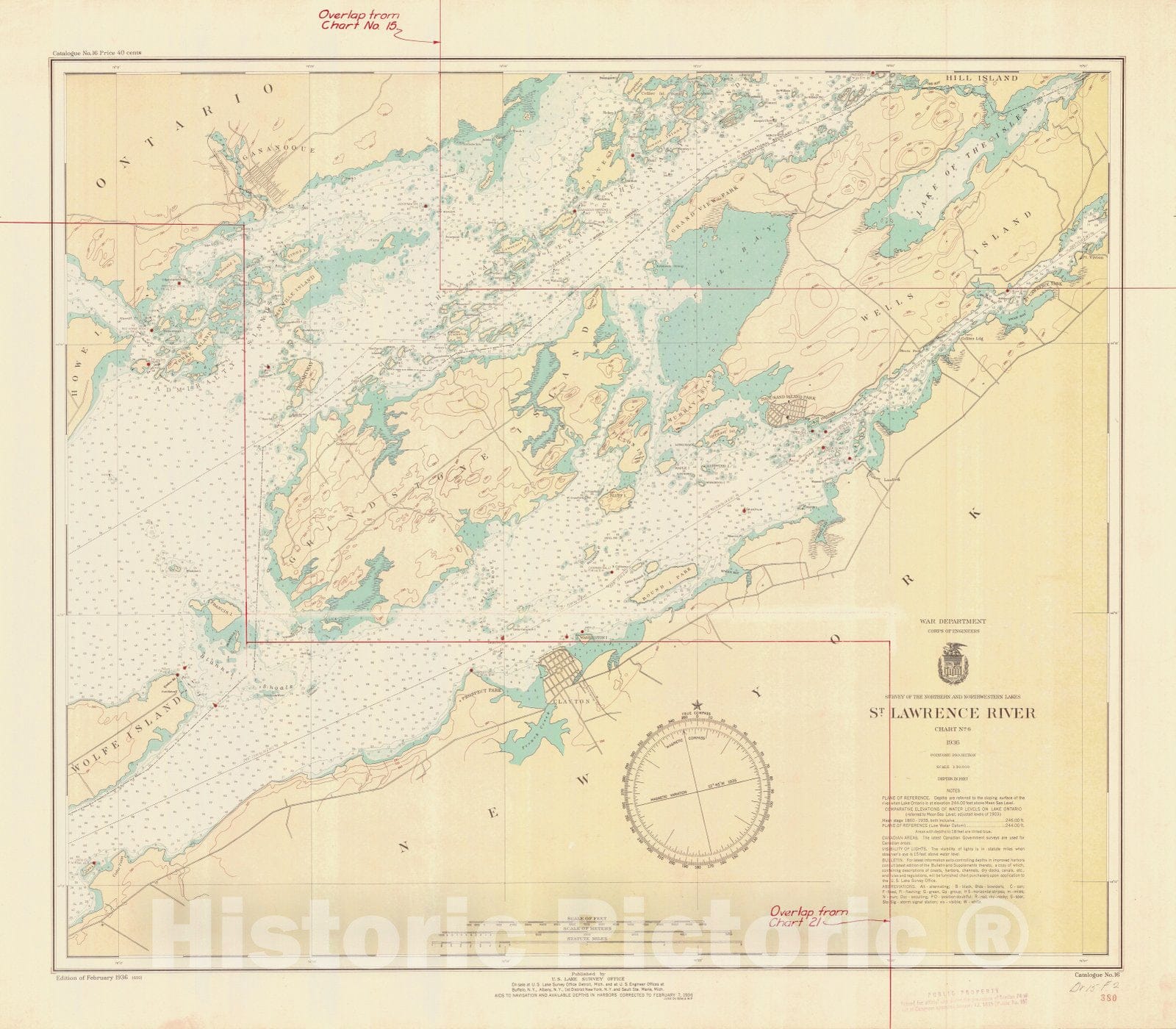 Historic Nautical Map - St. Lawrence River, 1936 NOAA Chart - Vintage Wall Art