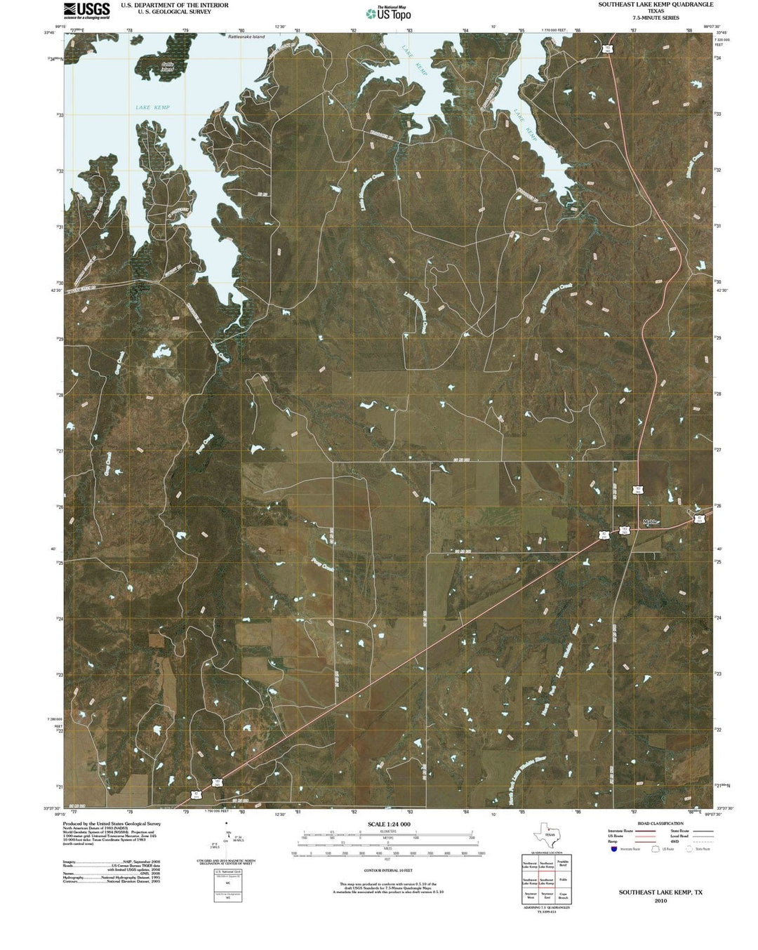 2010 Southeast Lake Kemp, TX - Texas - USGS Topographic Map