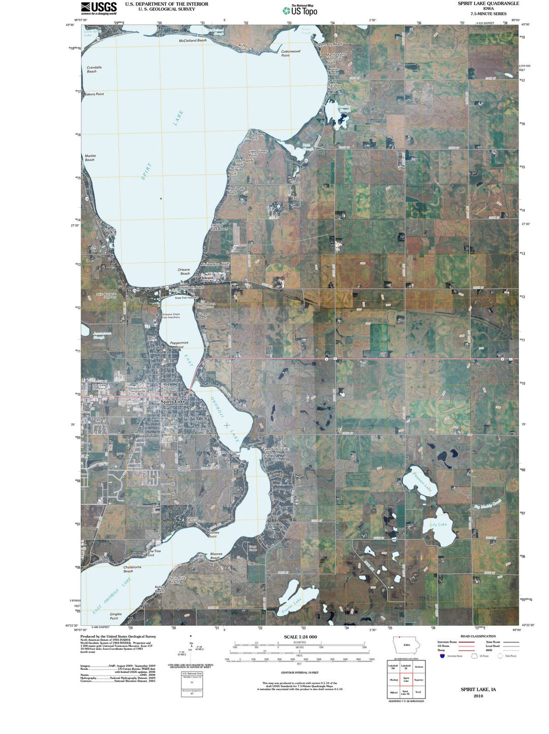 2010 Spirit Lake, IA - Iowa - USGS Topographic Map