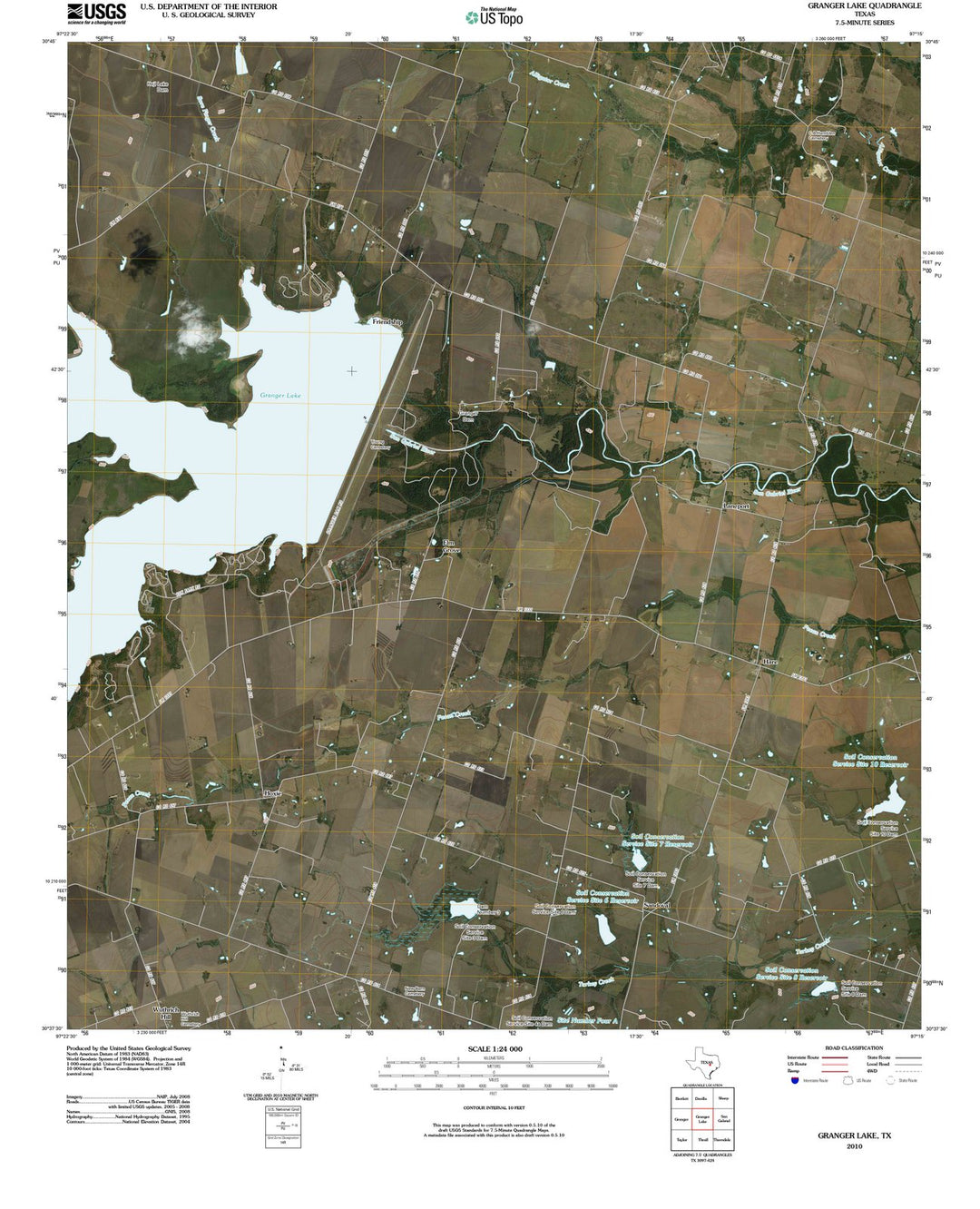 2010 Granger Lake, TX - Texas - USGS Topographic Map