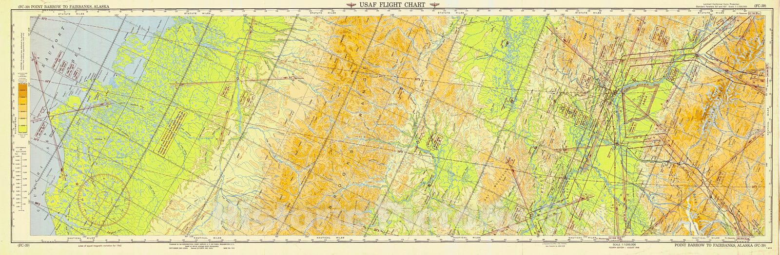 Historic Nautical Map - Point Barrow To Fairbanks Alaska, 1948 NOAA Chart - Vintage Wall Art