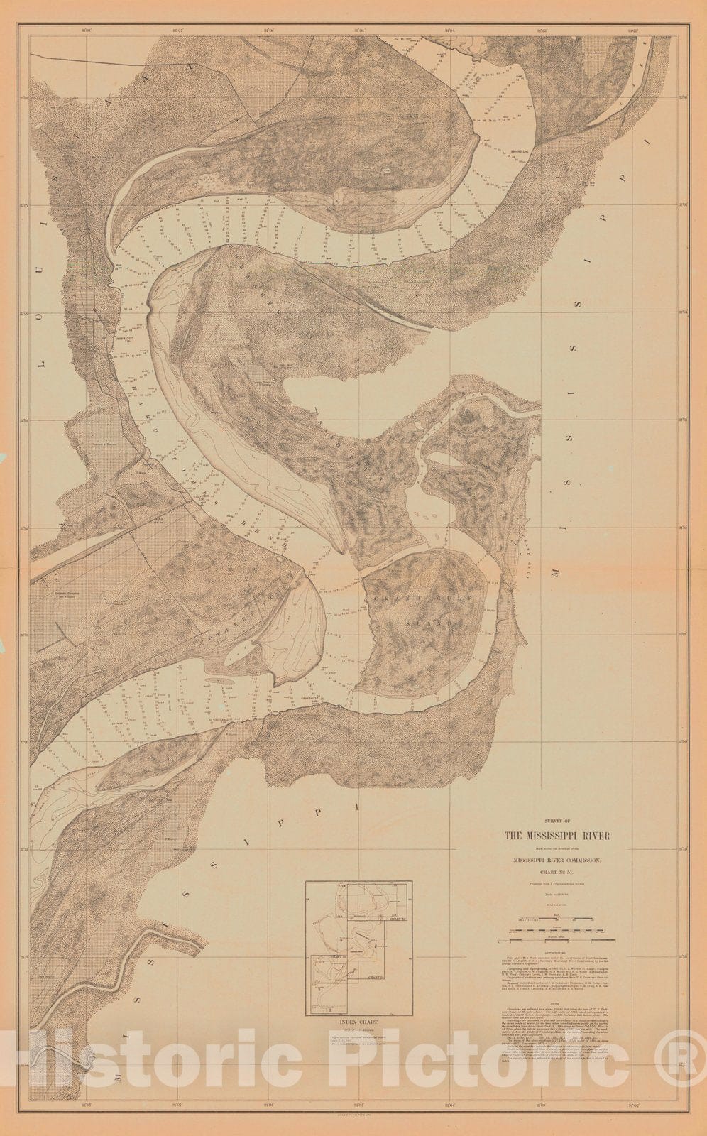 Historic Nautical Map - Survey Of The Mississippi River, 1880 NOAA Chart - Vintage Wall Art, v12