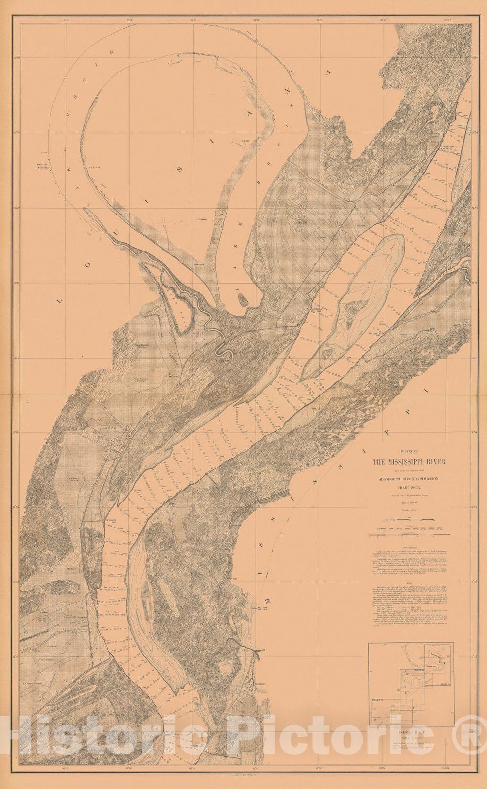 Historic Nautical Map - Survey Of The Mississippi River, 1880 NOAA Chart - Vintage Wall Art, v11