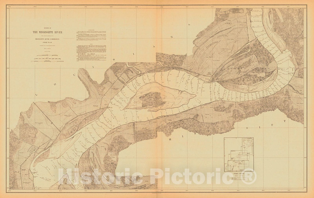 Historic Nautical Map - Survey Of The Mississippi River, 1880 NOAA Chart - Vintage Wall Art, v10