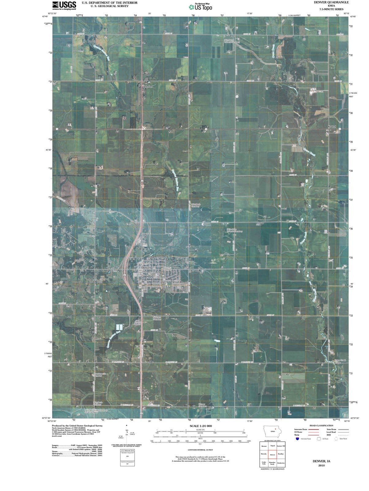 2010 Denver, IA - Iowa - USGS Topographic Map