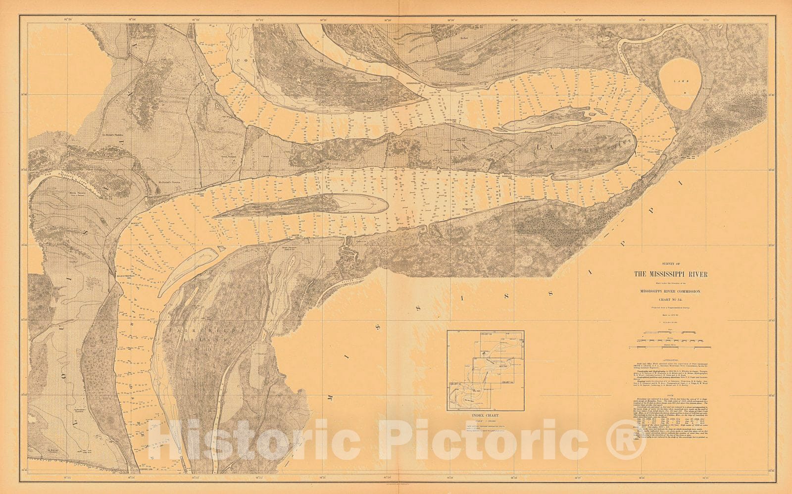 Historic Nautical Map - Survey Of The Mississippi River, 1880 NOAA Chart - Vintage Wall Art, v9