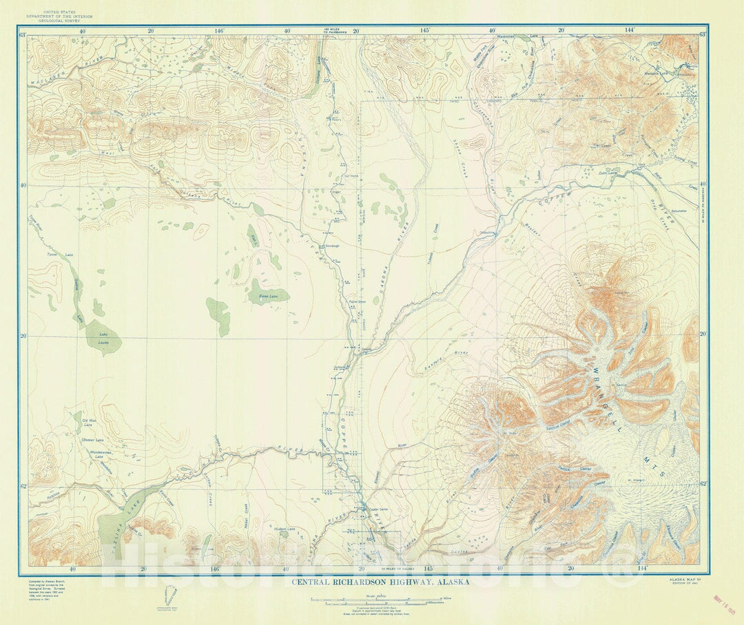 Historic Nautical Map - Central Richardson Highway, 1941 NOAA Chart - Vintage Wall Art