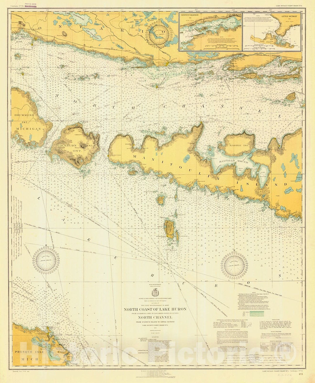 Historic Nautical Map - Lake Huron Coast, 1930 NOAA Chart - Vintage Wall Art