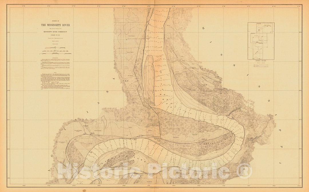 Historic Nautical Map - Survey Of The Mississippi River, 1880 NOAA Chart - Vintage Wall Art, v6