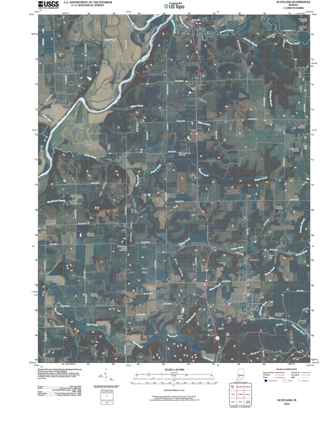 2010 Scotland, in - Indiana - USGS Topographic Map