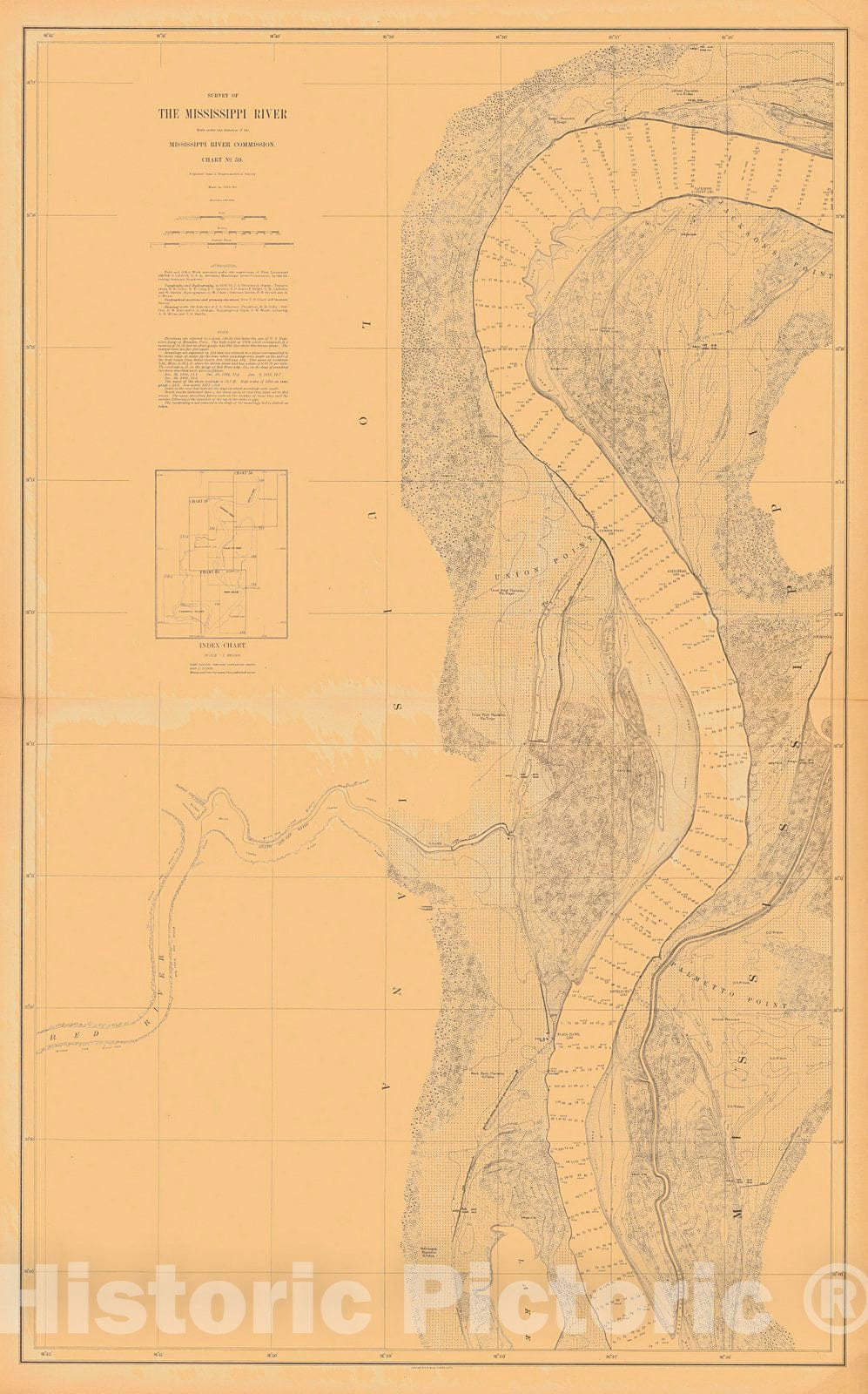 Historic Nautical Map - Survey Of The Mississippi River, 1880 NOAA Chart - Vintage Wall Art, v4