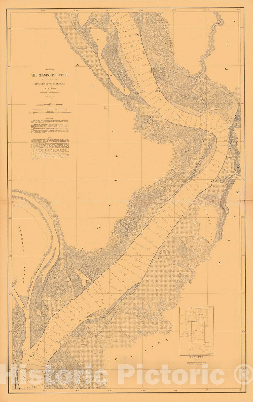 Historic Nautical Map - Survey Of The Mississippi River, 1880 NOAA Chart - Vintage Wall Art, v3