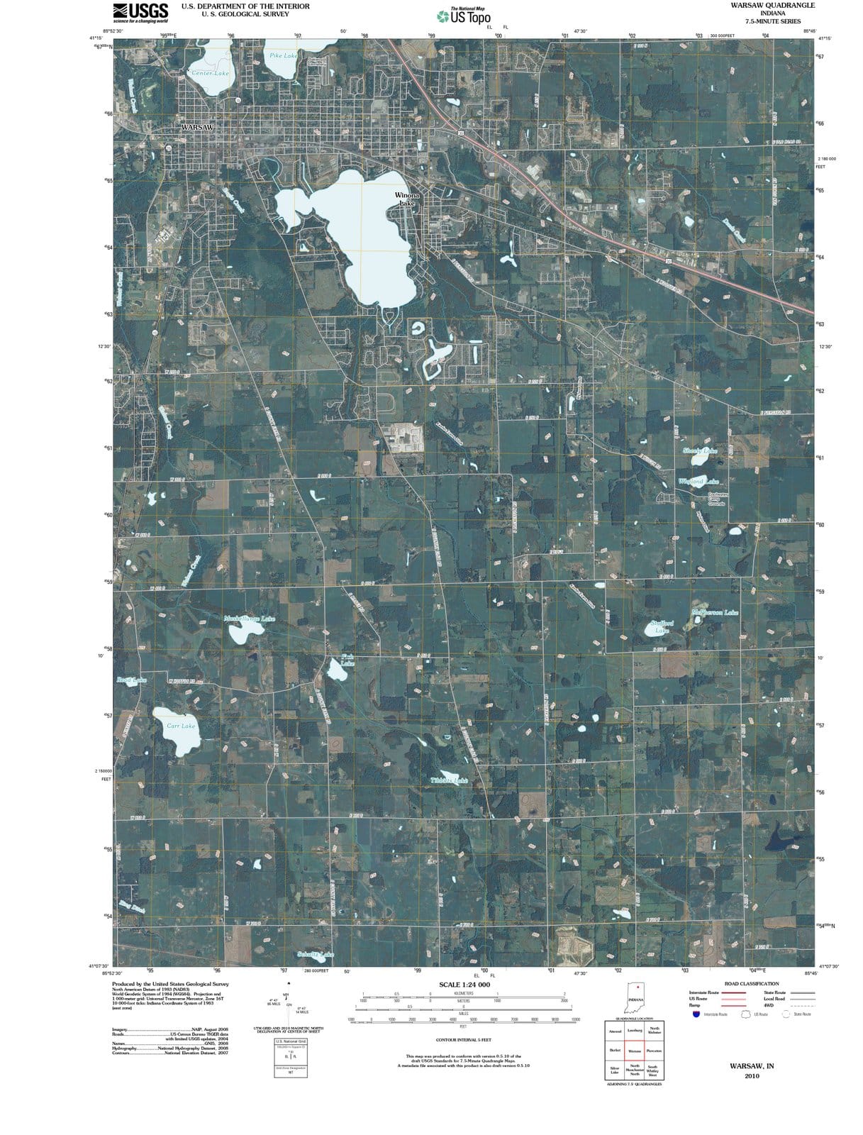 2010 Warsaw, in - Indiana - USGS Topographic Map