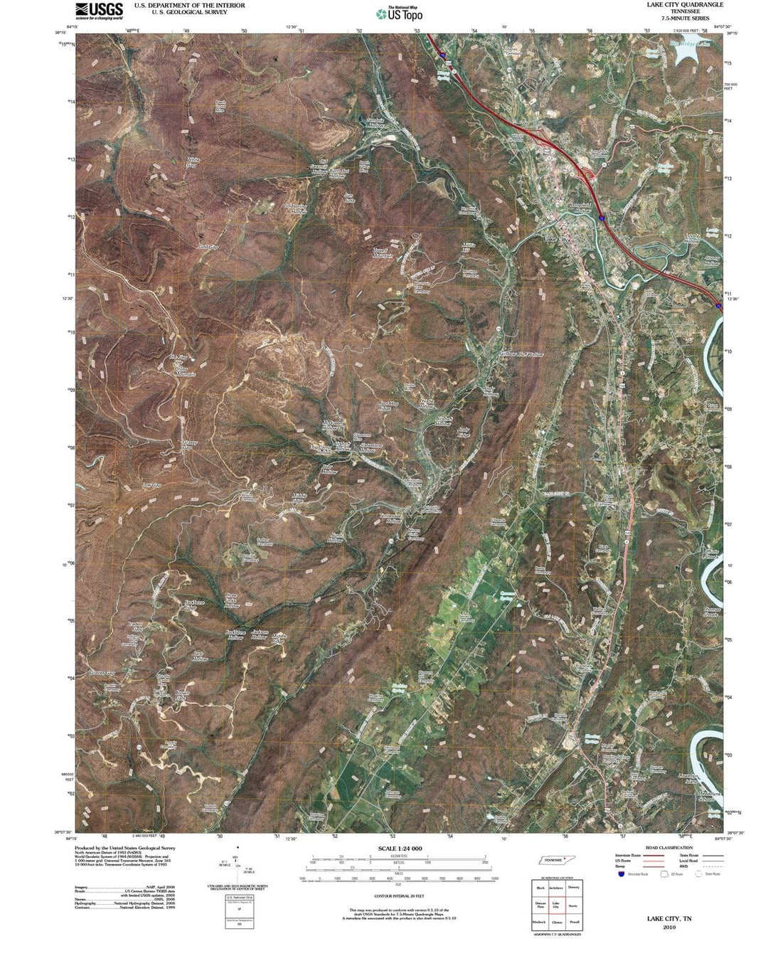 2010 Lake City, TN - Tennessee - USGS Topographic Map