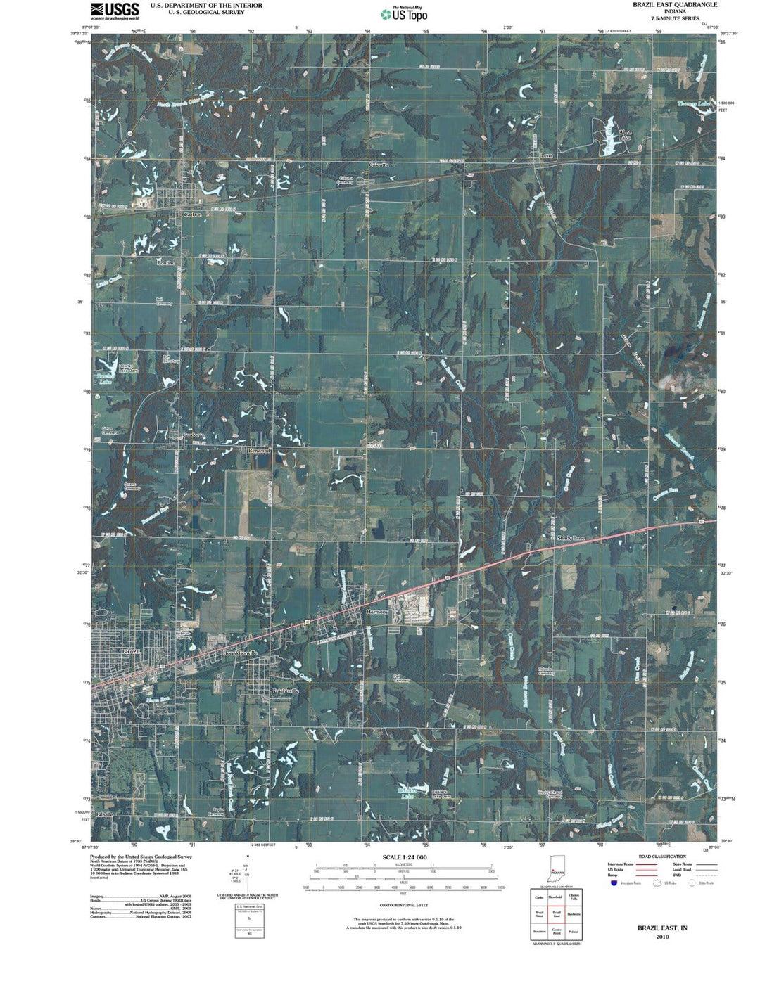 2010 Brazil East, in - Indiana - USGS Topographic Map