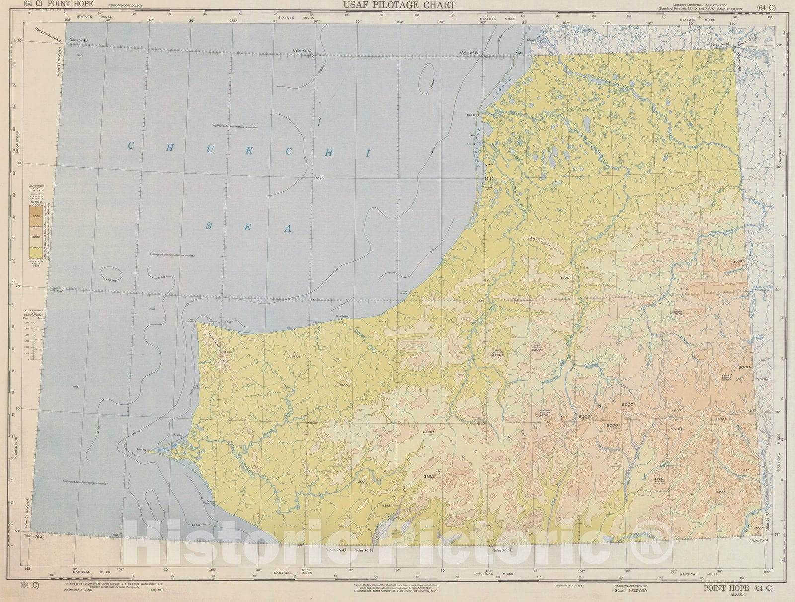 Historic Nautical Map - Point Hope, 1949 AeroNOAA Chart - Vintage Wall Art, v2