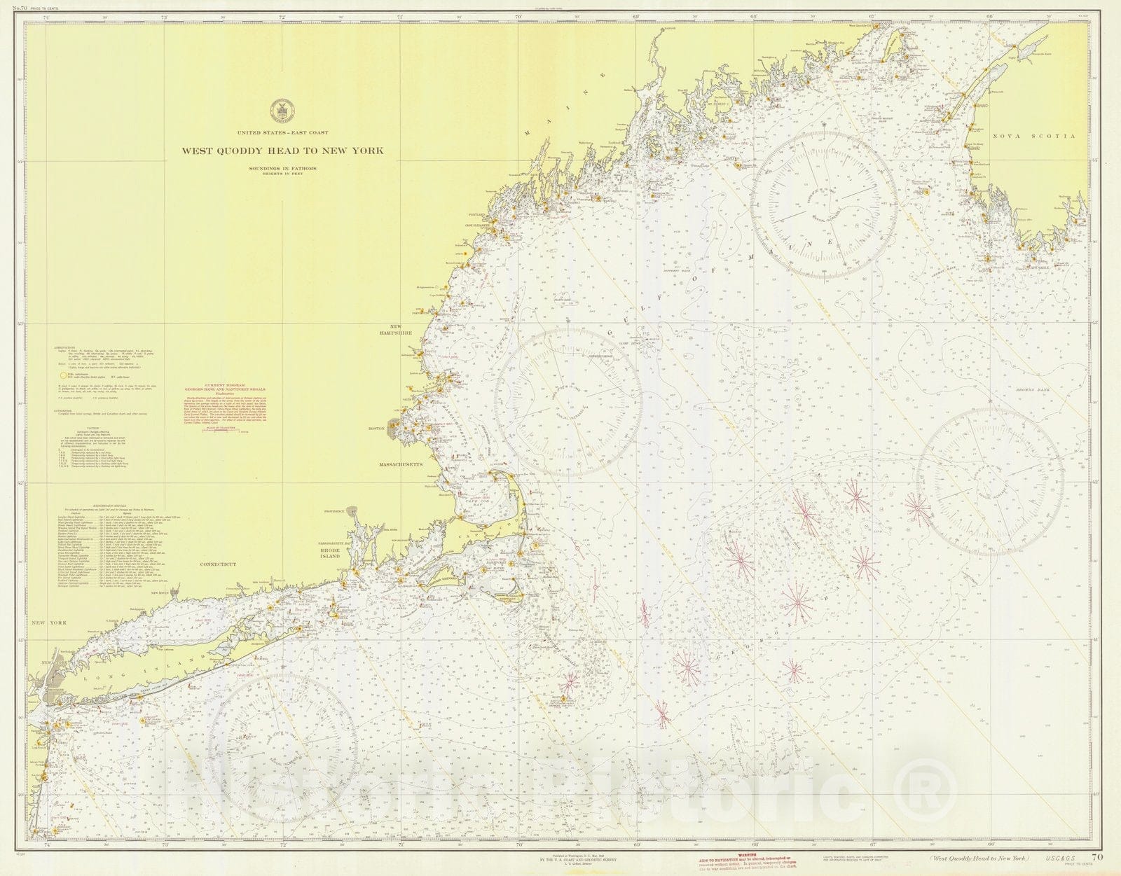 Historic Nautical Map - West Quoddy Head To New York, 1942 NOAA Chart - Vintage Wall Art