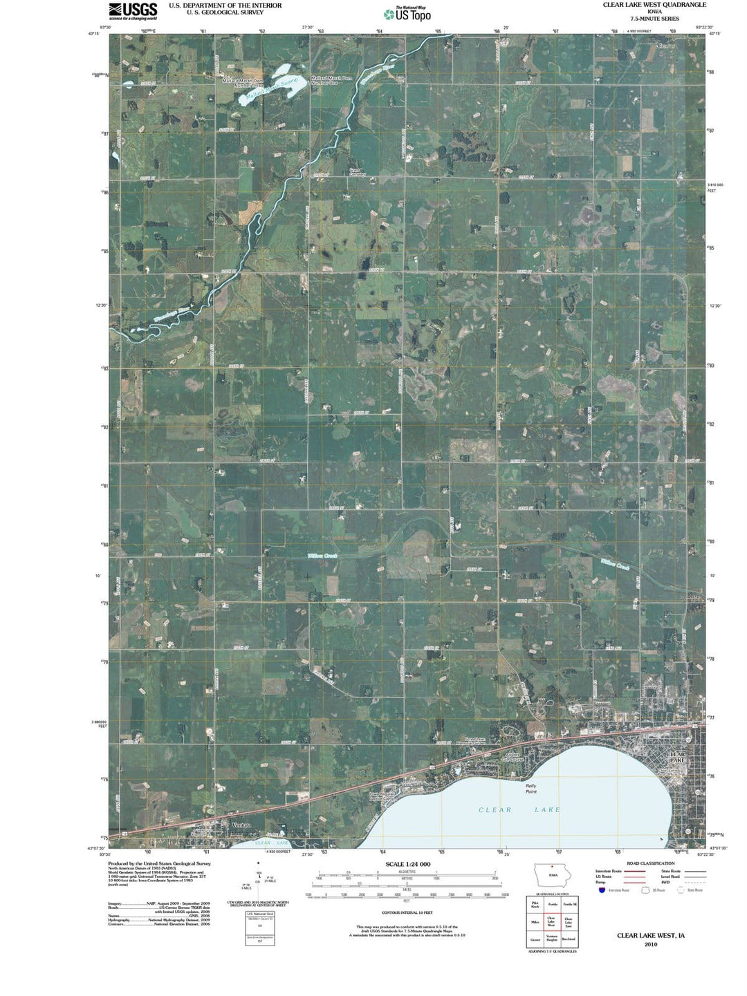 2010 Clear Lake West, IA - Iowa - USGS Topographic Map