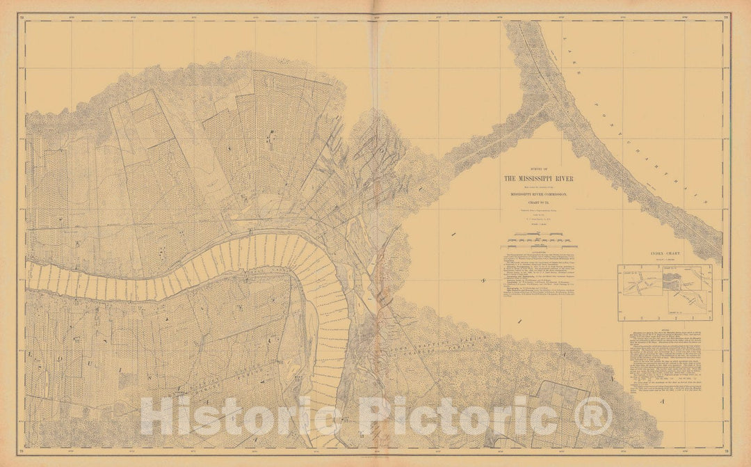 Historic Nautical Map - Survey Of The Mississippi River, 1875 NOAA Chart - Vintage Wall Art, v3