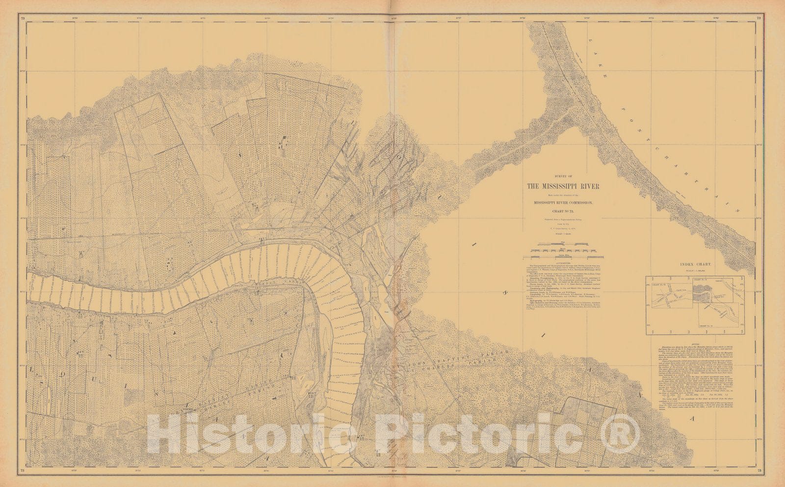 Historic Nautical Map - Survey Of The Mississippi River, 1875 NOAA Chart - Vintage Wall Art, v3