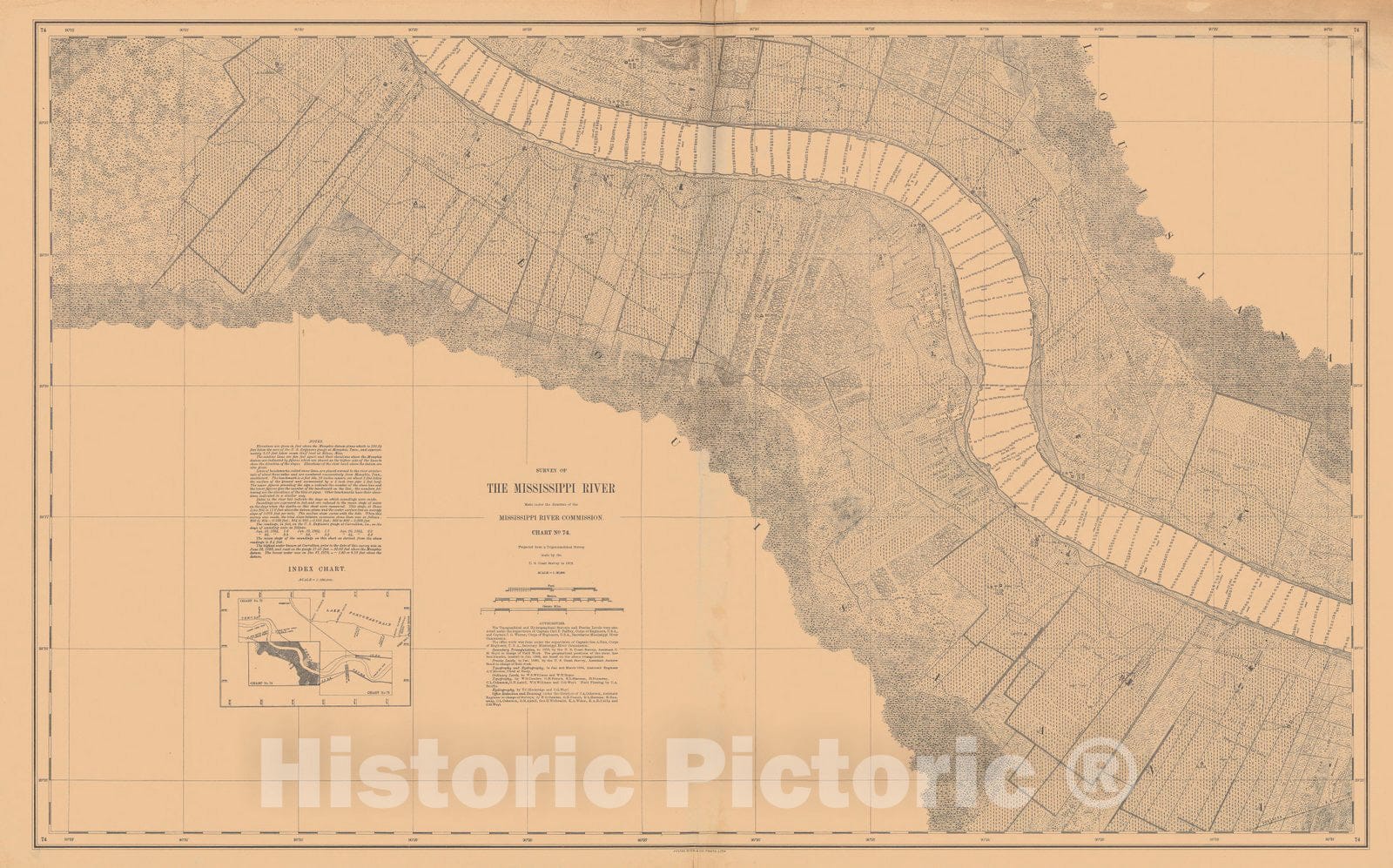 Historic Nautical Map - Survey Of The Mississippi River, 1875 NOAA Chart - Vintage Wall Art, v2