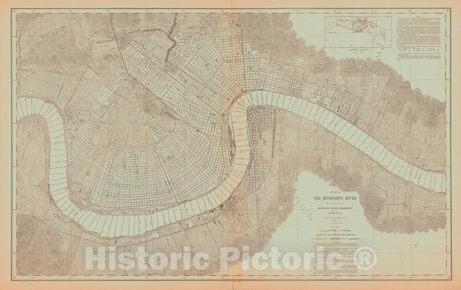 Historic Nautical Map - Survey Of The Mississippi River, 1874 NOAA Chart - Vintage Wall Art