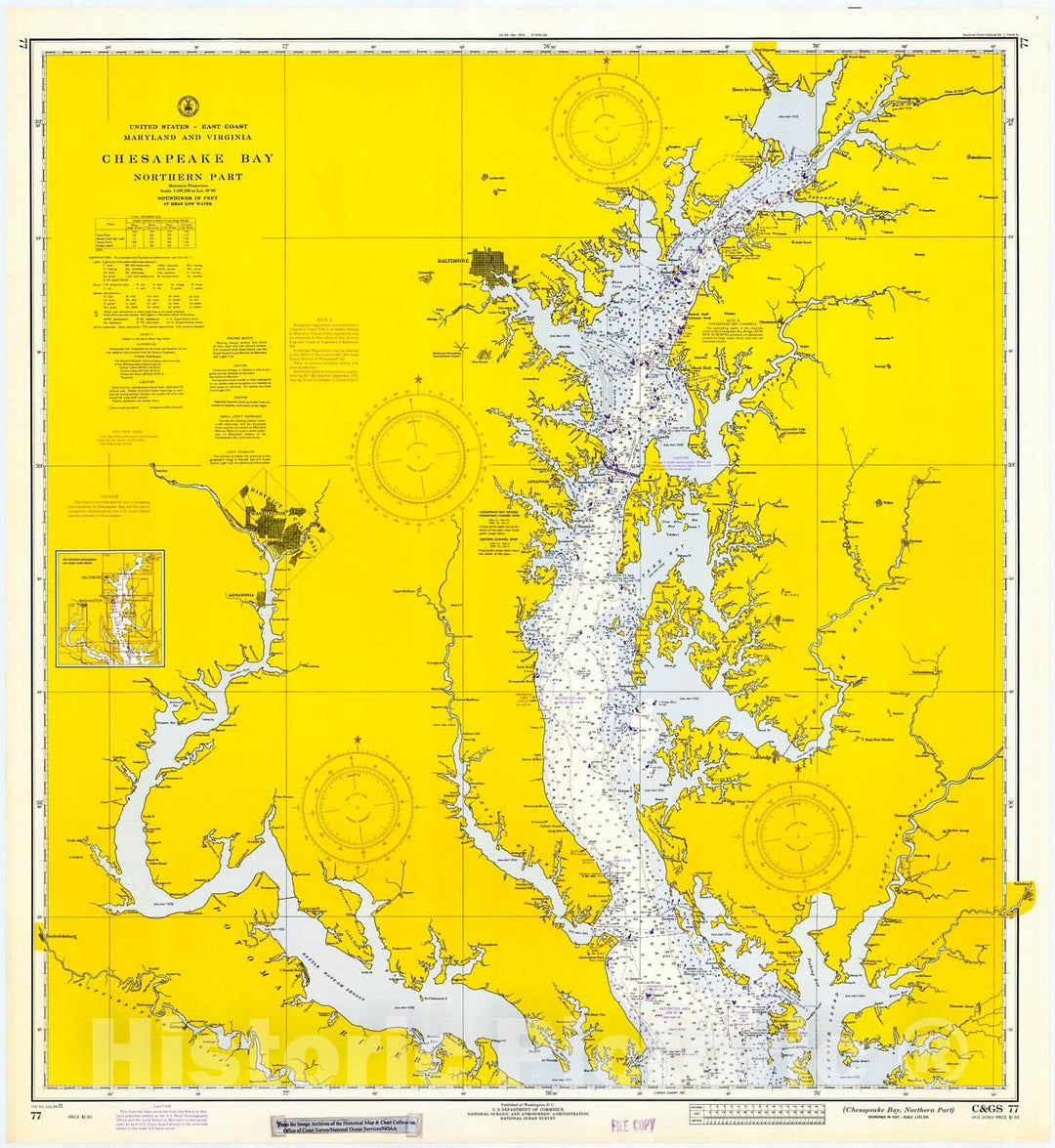 Historic Nautical Map - Chesapeake Bay, Northern Part, 1971 NOAA Chart - Vintage Wall Art