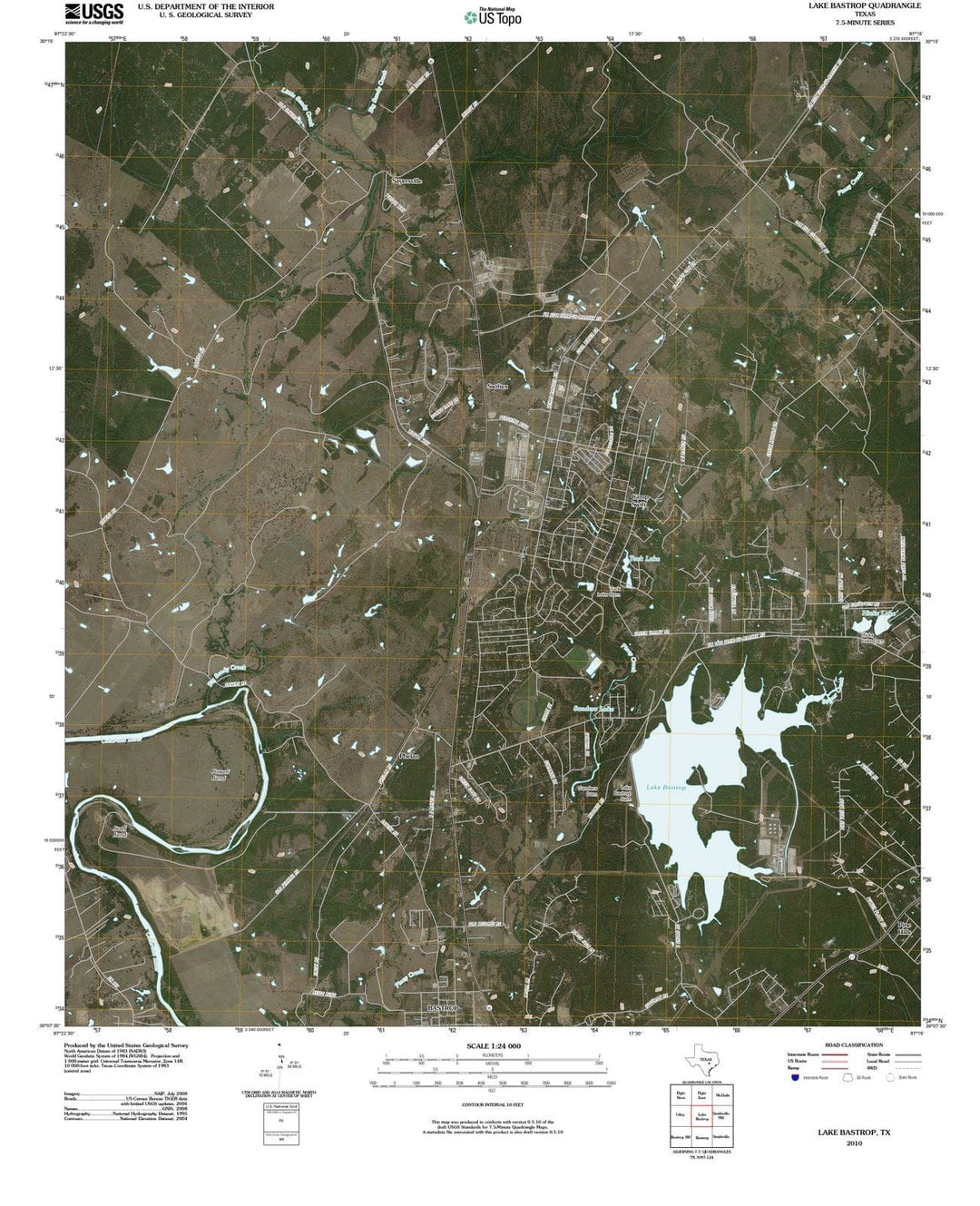 2010 Lake Bastrop, TX - Texas - USGS Topographic Map