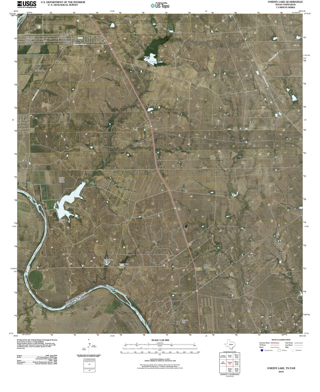 2010 O'Keefe Lake, TX - Texas - USGS Topographic Map