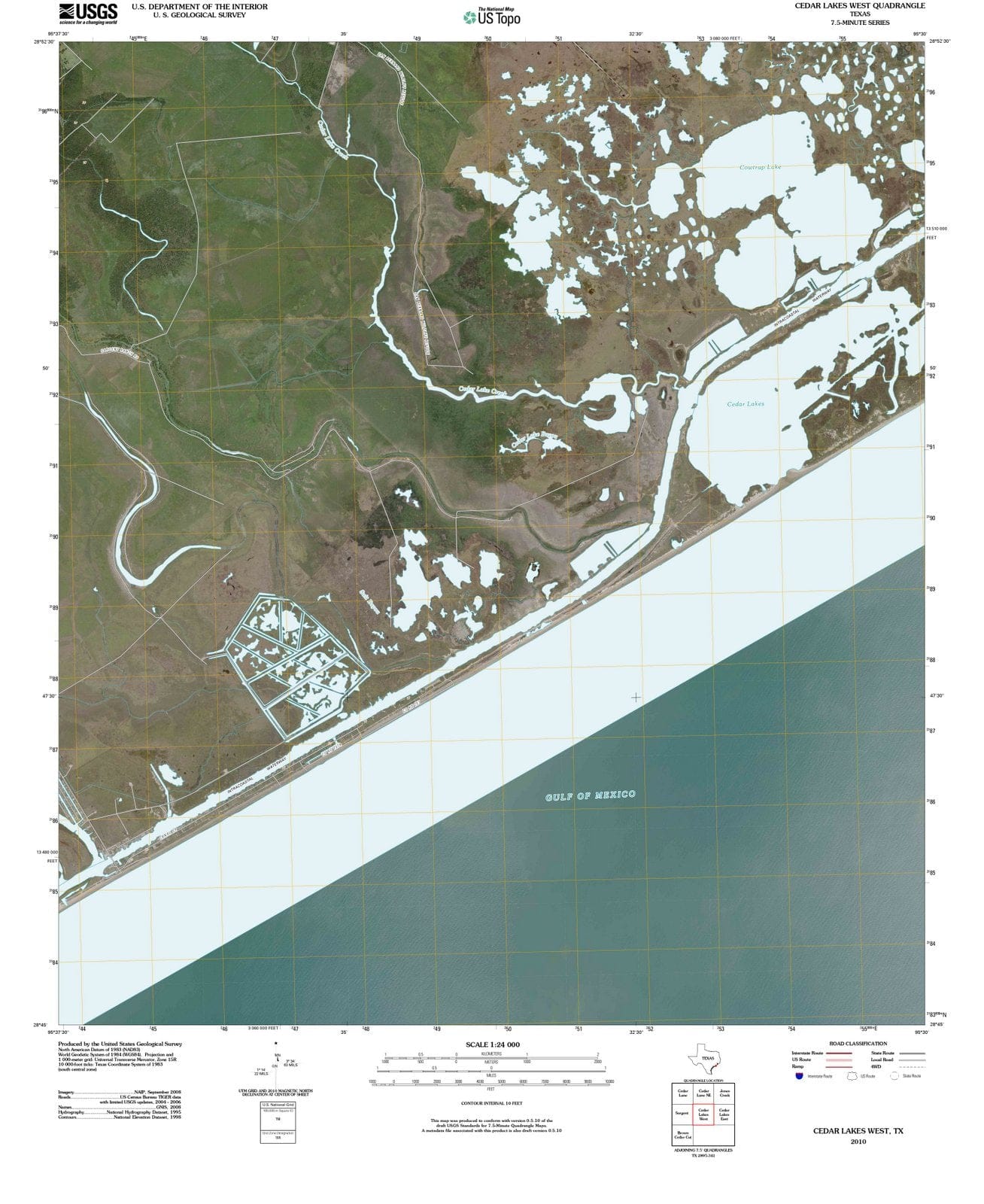 2010 Cedar Lakes West, TX - Texas - USGS Topographic Map