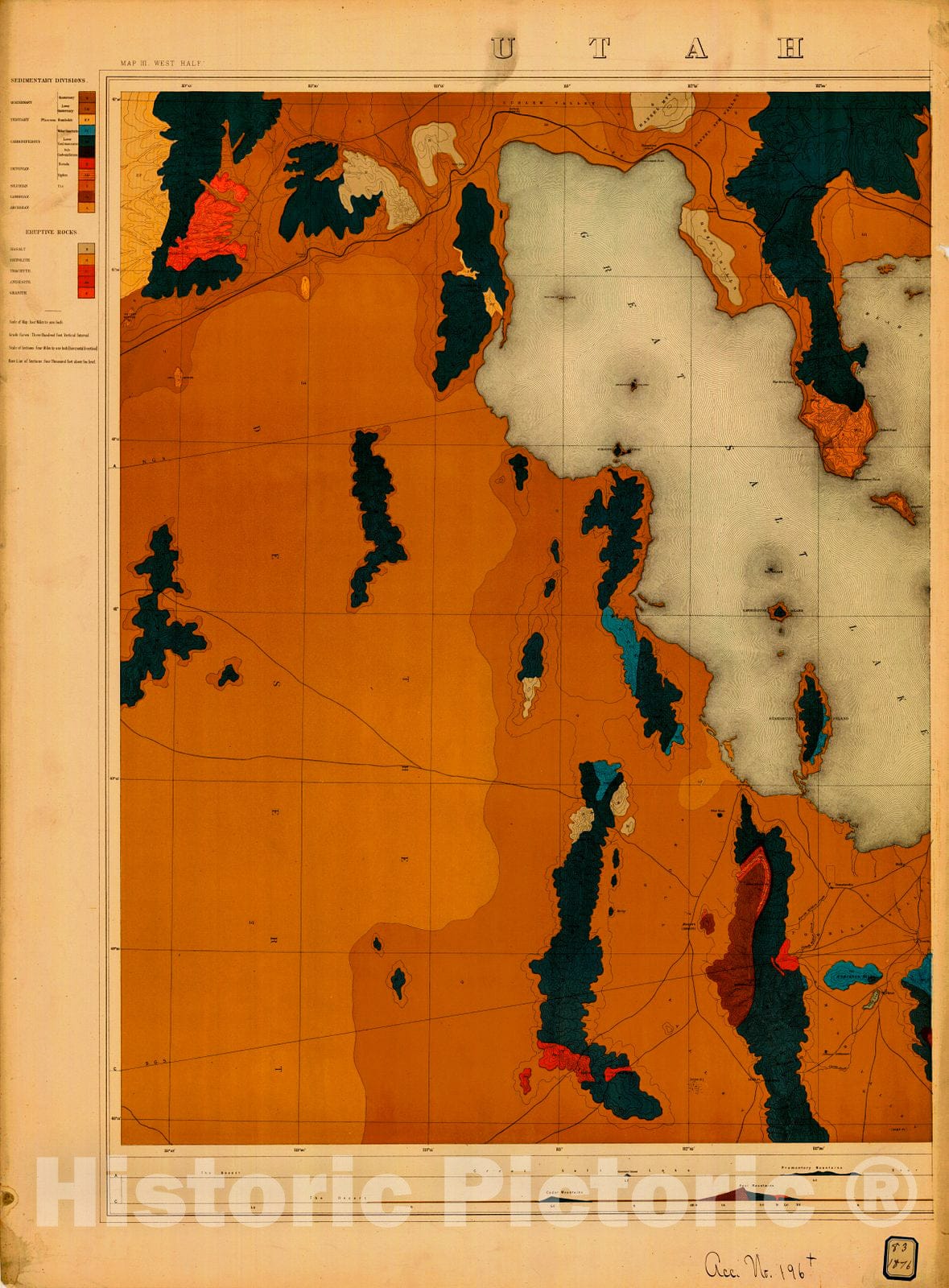 Historic Nautical Map - Utah West Half Map No. 3, 1876 NOAA Geodetic - Vintage Wall Art