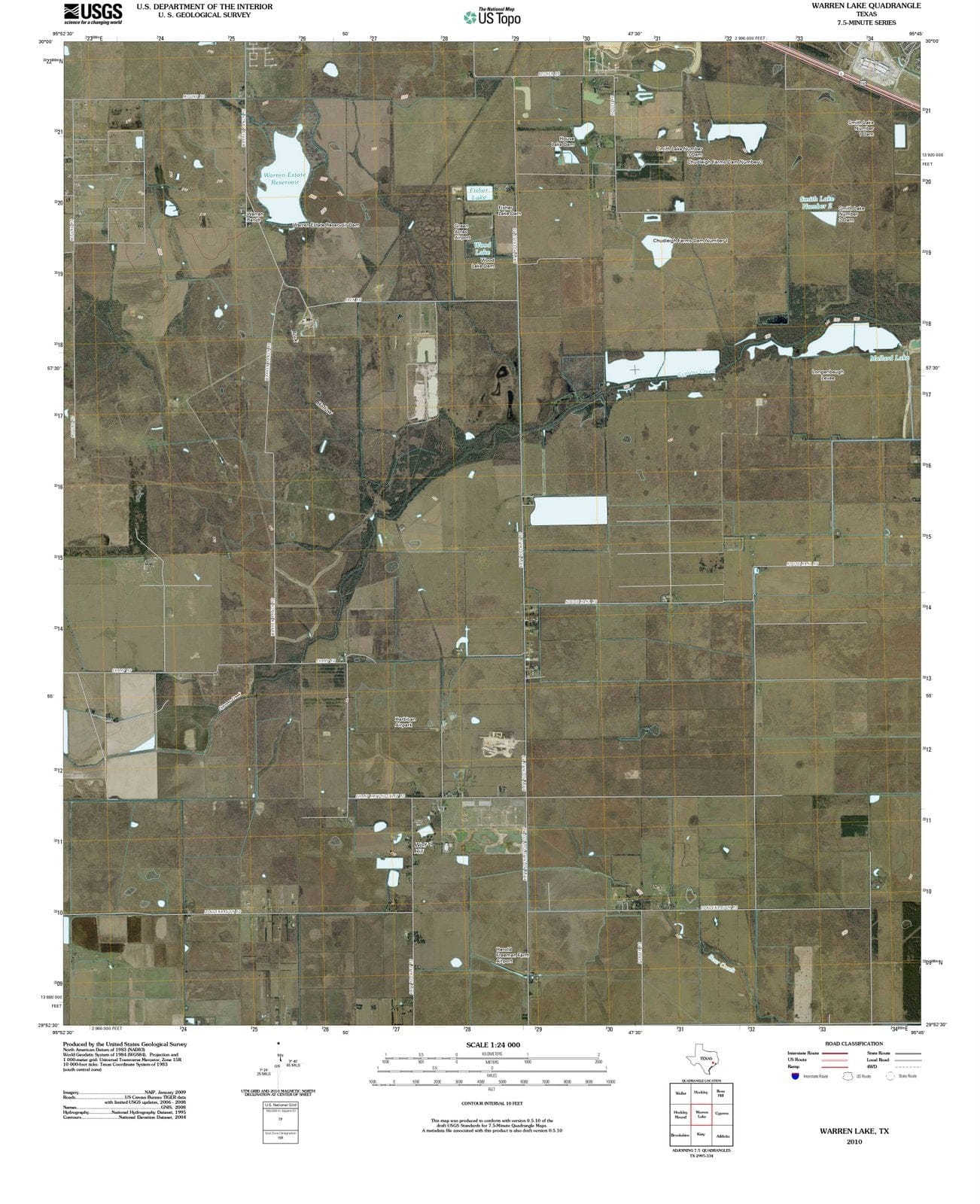 2010 Warren Lake, TX - Texas - USGS Topographic Map