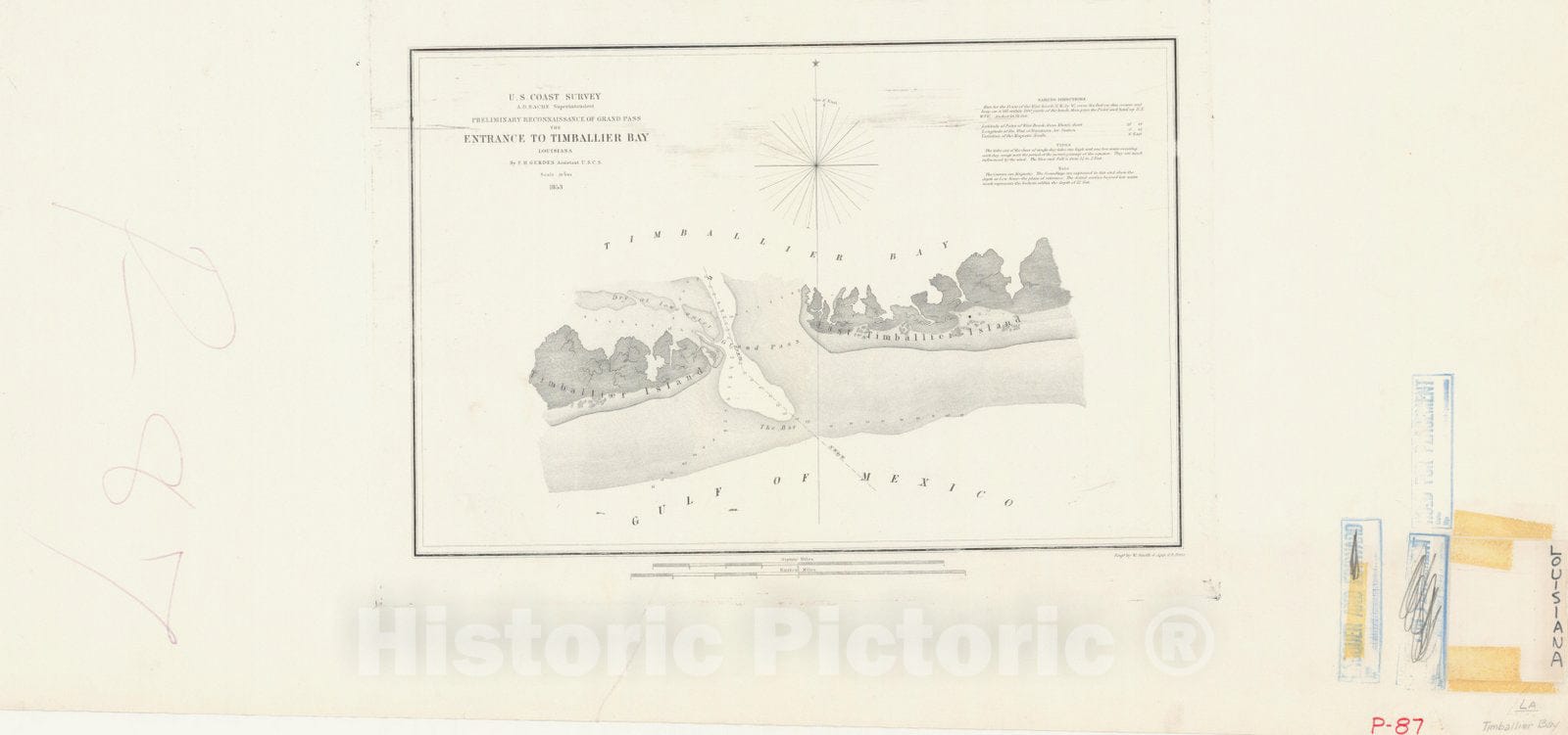 Historic Nautical Map - Entrance To Timballier Bay, 1853 NOAA Chart - Vintage Wall Art